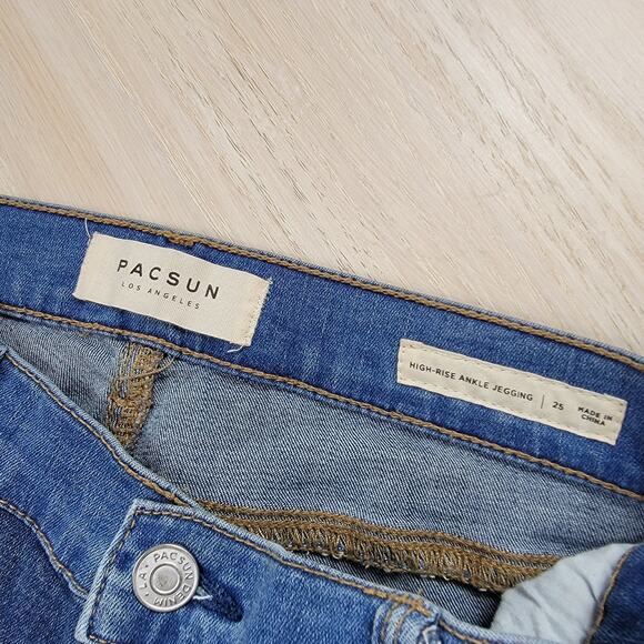PACSUN Two Tone Denim High Rise Ankle Jegging Skinny Jeans Size 25 - Picture 11 of 14